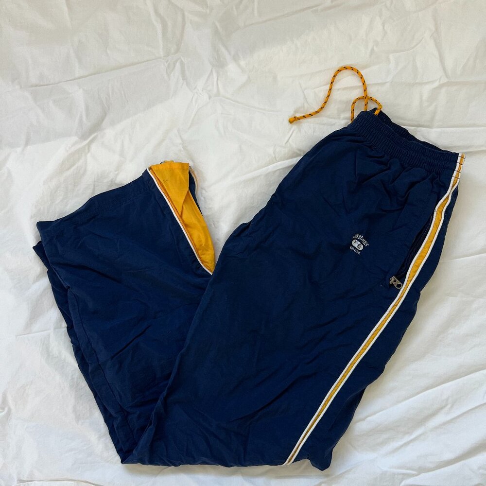 Abercrombie & Fitch Navy Blue & Yellow Warmup Pants